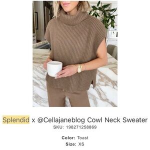 Splendid Cowl Neck Sweater - Toast